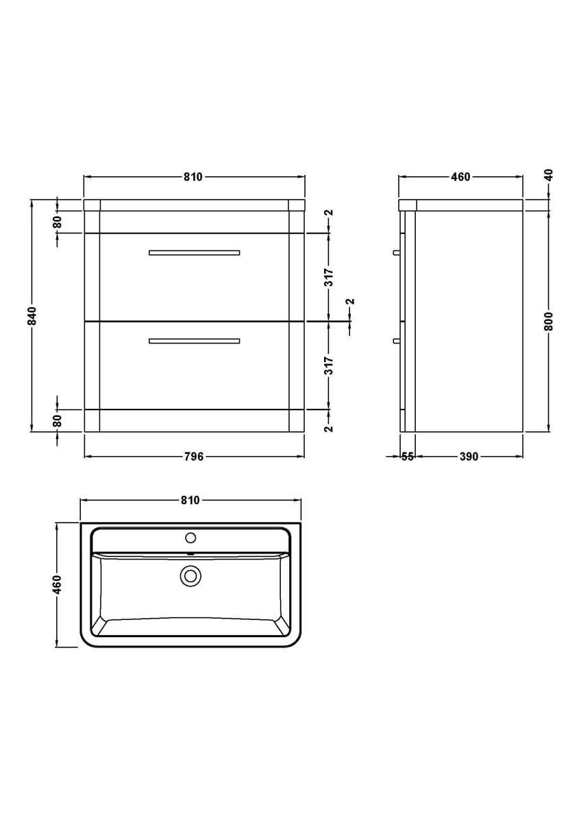 Hudson Reed Solar Floor Standing 2 Door Vanity Unit with Ceramic Basin, Durable Modern Vanity Unit in Indigo Blue, 800mm