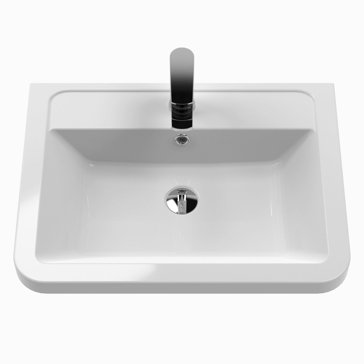 Hudson Reed Solar Floor Standing 2 Door Vanity Unit with Ceramic Basin, Durable Modern Vanity Unit in Fern Green, 600mm
