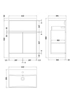 Hudson Reed Urban Floor Standing 2 Door 1 Drawer Vanity Unit with Thin-Edge Basin, Modern Vanity Unit in Satin White, 600mm