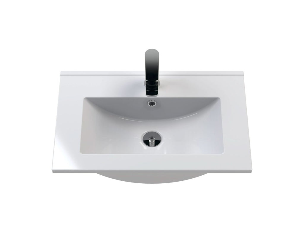 Hudson Reed Urban Floor Standing 2 Soft Close Door Vanity Unit with Minimalist Basin, Modern Vanity Unit in Satin White, 600mm
