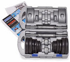 York 20kg Black Cast Iron Dumbell Set in a case