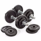 York 20kg Black Cast Iron Dumbell Set in a case