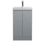 Hudson Reed Urban Floor Standing 2 Soft Close Door Vanity Unit with Thin-Edge Basin, Modern Vanity Unit in Satin Grey, 800mm