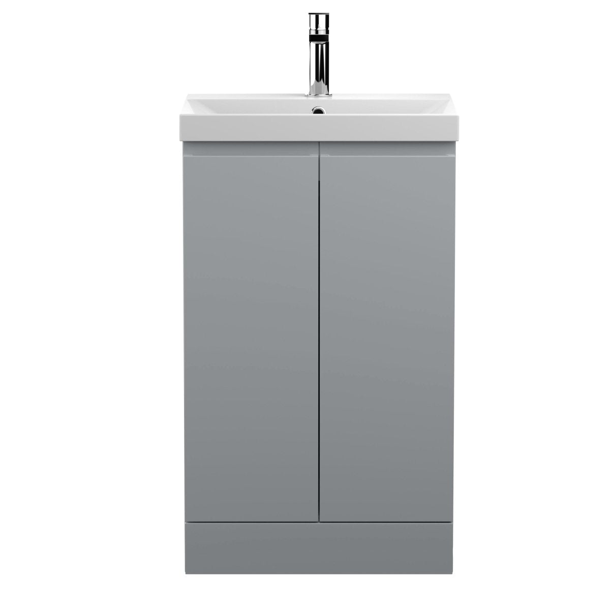 Hudson Reed Urban Floor Standing 2 Soft Close Door Vanity Unit with Thin-Edge Basin, Modern Vanity Unit in Satin Grey, 800mm