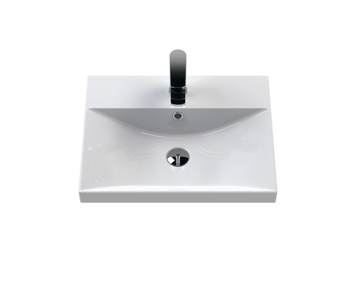 Hudson Reed Urban Floor Standing 2 Soft Close Door Vanity Unit with Thin-Edge Basin, Modern Vanity Unit in Satin Grey, 800mm
