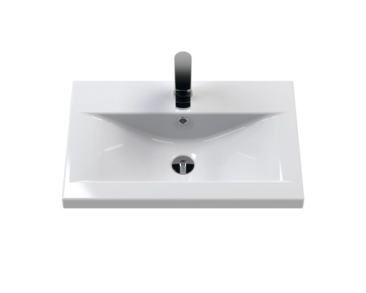 Hudson Reed Urban Floor Standing 2 Soft Close Door Vanity Unit with Mid-Edge Basin, Modern Vanity Unit in Satin Grey, 600mm