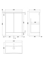 Hudson Reed Urban Floor Standing 2 Soft Close Door Vanity Unit with Thin-Edge Basin, Modern Vanity Unit in Satin Grey, 600mm
