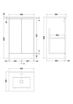 Hudson Reed Urban Floor Standing 2 Soft Close Door Vanity Unit with Minimalist Basin, Modern Vanity Unit in Satin Blue, 500mm