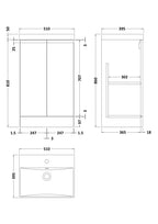 Hudson Reed Urban Floor Standing 2 Soft Close Door Vanity Unit with Thin-Edge Basin, Modern Vanity Unit in Satin Blue, 500mm