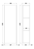 Hudson Reed Urban Tall Wall Hung Unit 1 Soft-Close Door with 3 Shelves, Modern Bathroom Storage Cabinet in Satin Blue, 400x1200mm