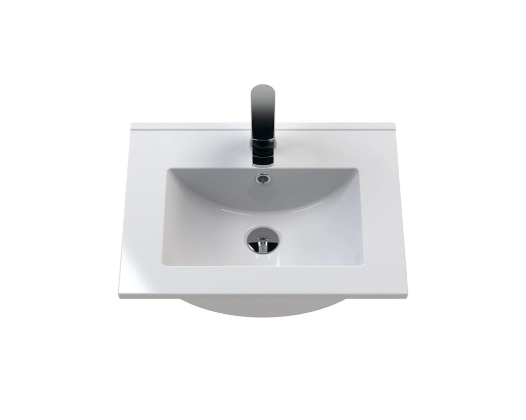 Hudson Reed Urban Floor Standing 2 Door 1 Drawer Vanity Unit with Minimalist Basin, Modern Vanity Unit in Satin Green, 500mm