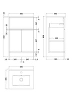 Hudson Reed Urban Floor Standing 2 Door 1 Drawer Vanity Unit with Minimalist Basin, Modern Vanity Unit in Satin Green, 500mm