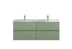 Hudson Reed Urban Wall Hung 4 Drawer Vanity Unit with Double Polymarble Basin, Modern Bathroom Furniture in Satin Green, 1200mm