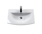 Hudson Reed Urban Wall Hung 2 Drawer Vanity Unit with Curved Ceramic Basin, Modern Bathroom Furniture in Satin Green, 600mm