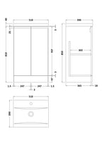 Hudson Reed Urban Floor Standing 2 Soft Close Door Vanity Unit with Mid-Edge Basin, Modern Vanity Unit in Satin Green, 800mm