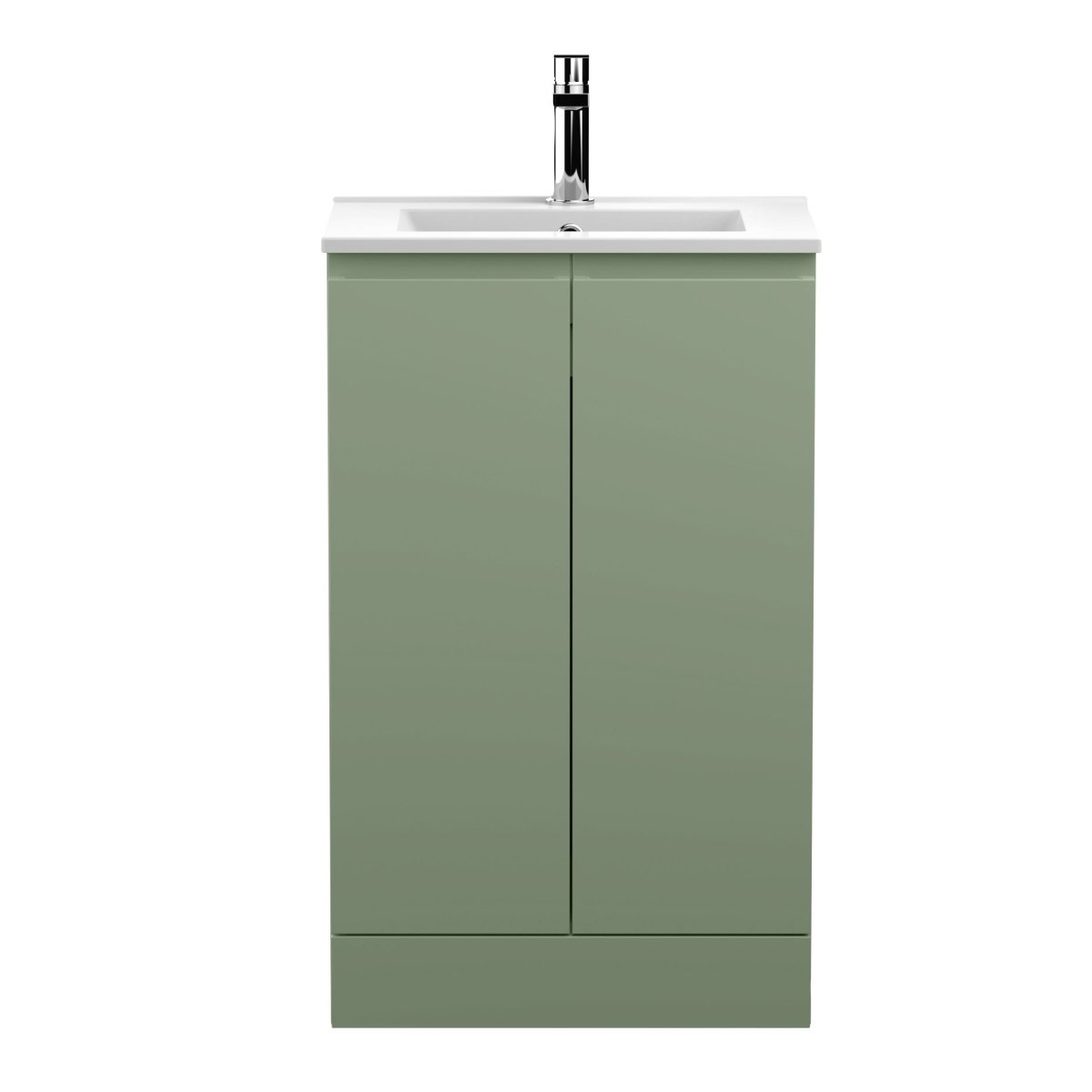 Hudson Reed Urban Floor Standing 2 Soft Close Door Vanity Unit with Minimalist Basin, Modern Vanity Unit in Satin Green, 800mm