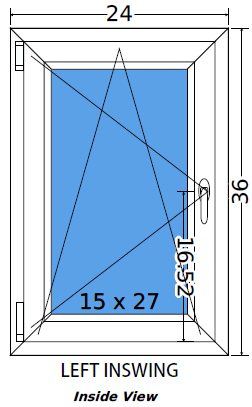 24"x36" Single Sash European uPVC Tilt and Turn Window