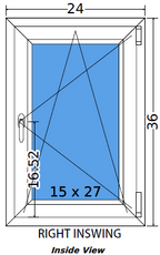24"x36" Single Sash European uPVC Tilt and Turn Window