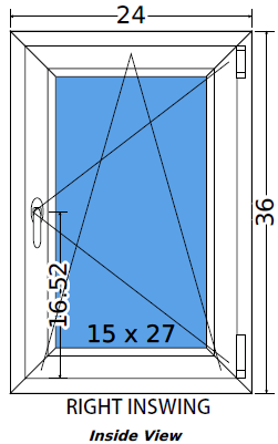 24"x36" Single Sash European uPVC Tilt and Turn Window