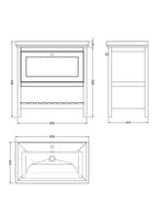 Old London Bexley Floor Standing 1 Drawer Vanity & 1 Tap Hole Fireclay Basin, Stylish Vanity Unit with Basin, Indigo Blue, 800mm