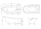 Old London Brockley Freestanding Bath Tub with Pride Leg Set, Durable Double Ended Traditional Bathroom Style in White, 1500mm