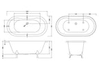 Old London Kingsbury Freestanding Bath Tub with Corbel Leg Set, Durable Double Ended Traditional Bathroom Style in White, 1500mm