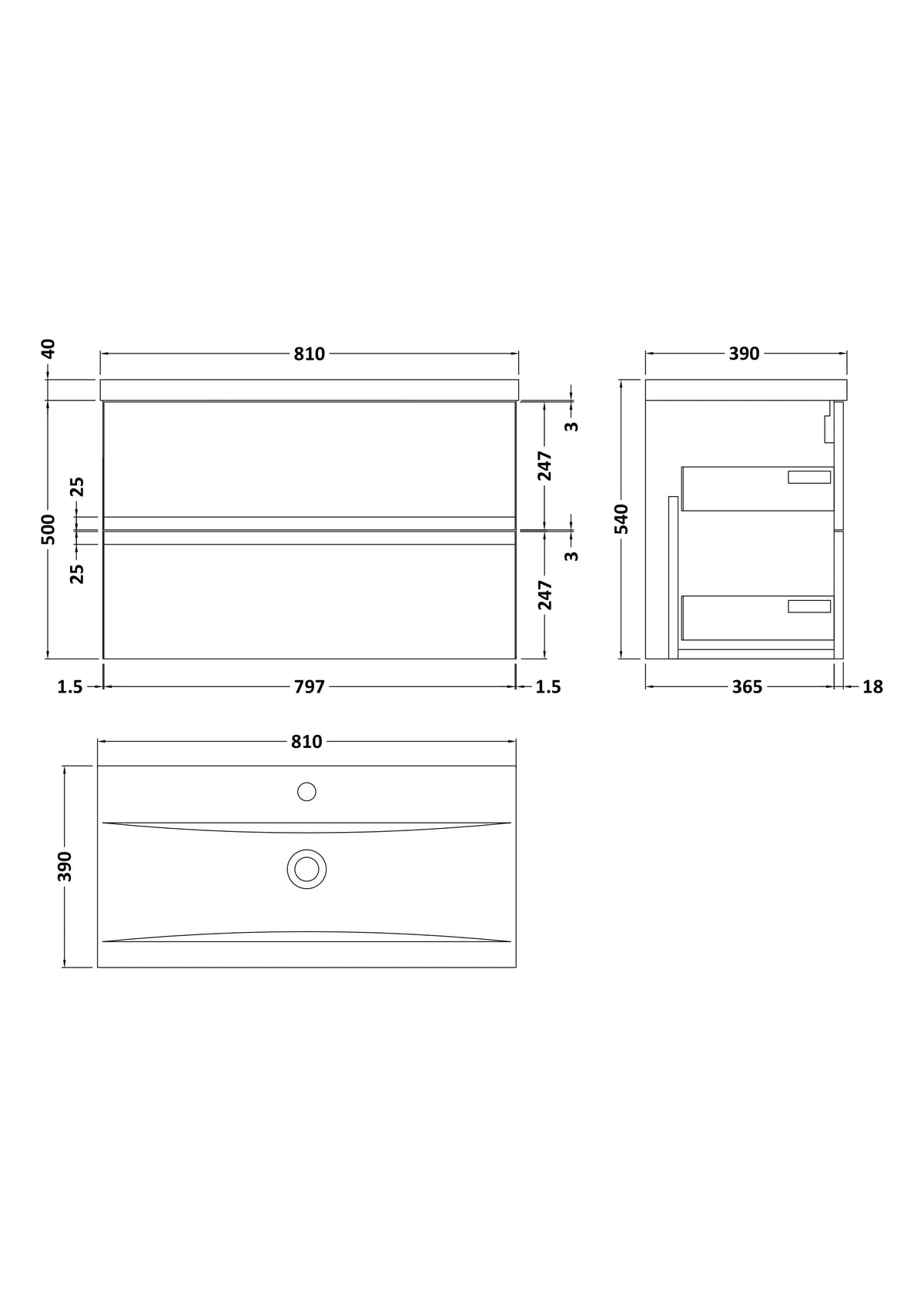 Hudson Reed Urban Wall Hung 2 Drawer Vanity Unit with Mid-Edge Ceramic Basin, Modern Bathroom Furniture in Satin Blue, 800mm