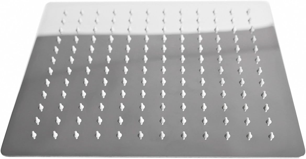 iBathUK Nexa Fixed Rainfall Shower Head Easy Clean Stainless Steel Swivel Joint, Modern Bathroom Accessories, Chrome, 12 Inch Square