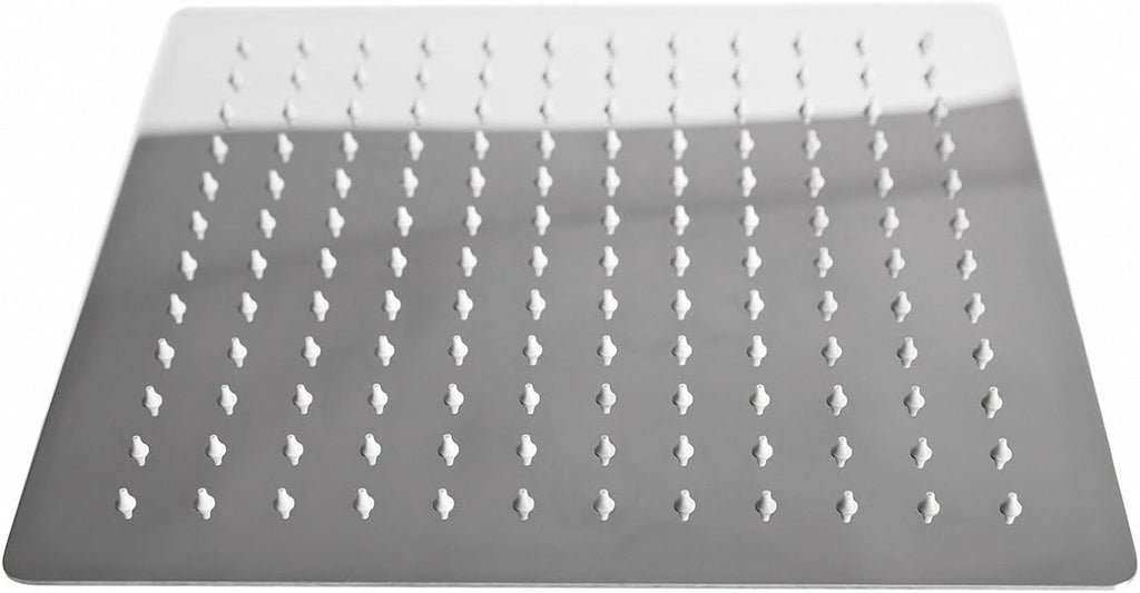 iBathUK Nexa Fixed Rainfall Shower Head Easy Clean Stainless Steel Swivel Joint, Modern Bathroom Accessories, Chrome, 12 Inch Square