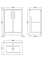 Hudson Reed Juno Floor Standing Vanity Unit with White Basin, Bathroom Vanity Unit with Soft Close Doors, Sink Vanity Unit for Modern Bathrooms in Midnight Blue, 600mm