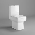 iBathUK Arvon Shower Bath Suite, Straight Bathtub with Glass Screen, Gloss Vanity Basin Unit & Close Coupled Toilet Set, Combined Toilet and Sink Unit