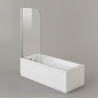 iBathUK Arvon Shower Bath Suite, Straight Bathtub with Glass Screen, Gloss Vanity Basin Unit & Close Coupled Toilet Set, Combined Toilet and Sink Unit