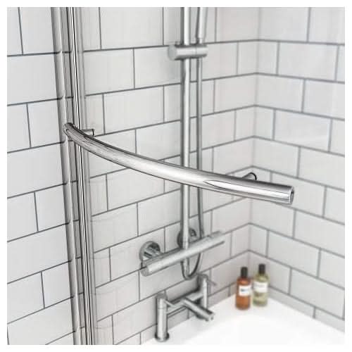 iBathUK Elantia Left Hand P-Shaped Shower Bath, 6mm Glass Screen, Chrome Rail & Front Panel Included, P Shaped Bathtub Panel, 1500x800mm