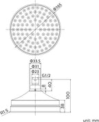iBathUK Zeno Traditional Fixed Rainfall Shower Head Round Stainless Steel Swivel Joint, Modern Bathroom Accessories, 6 Inch