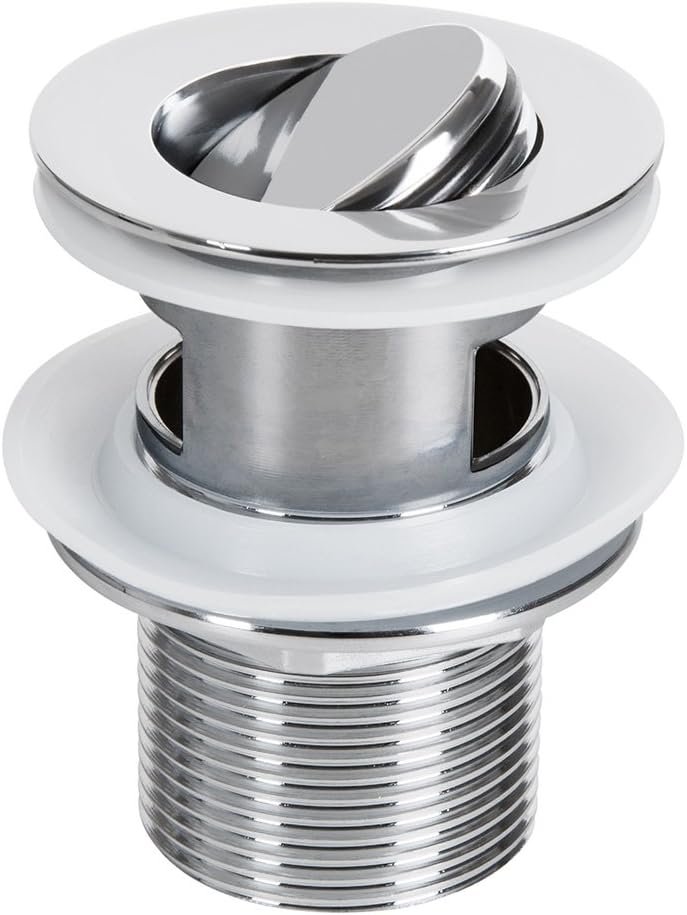iBathUK Zuri Round Flip Top Slotted Bathroom Sink Waste with Luxury Click Clack Plug, Bathroom Basin Waste, Chrome