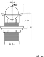 iBathUK Zuri Round Flip Top Slotted Bathroom Sink Waste with Luxury Click Clack Plug, Bathroom Basin Waste, Chrome