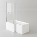 iBathUK Axis Left Hand L-Shaped Bath with Screen, Rail & Front Panel, Modern Shower Bath, Durable L Shaped Bath Screen, 1500 x 850mm