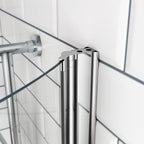 iBathUK Soffra Right Hand P-Shaped Shower Bath, Luxury Acrylic Bathtub with Glass Screen & Panel, P Shaped Bath with Screen, 1700mm