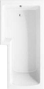 iBathUK Vault Left Hand L-Shaped Shower Bath, Modern Straight Acrylic Bathtub with Toughened Glass Shower Screen, L Shaped Bath Screen, 1700mm