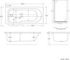 iBathUK Solna P-Shaped Shower Bath Set, Modern Acrylic Bathtub with 6mm Glass Screen, P Shaped Bathtub Panel, Chrome Rail & Matching Front Panel