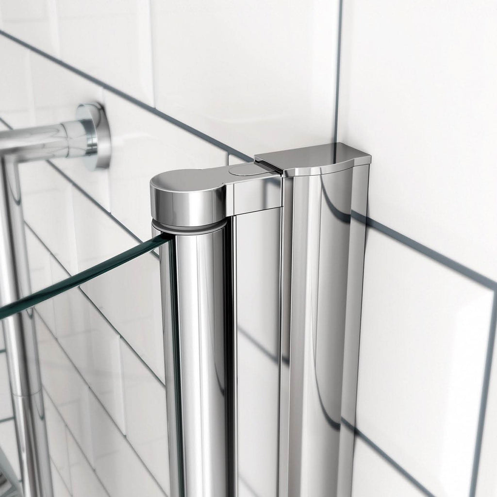 iBathUK Solna P-Shaped Shower Bath Set, Modern Acrylic Bathtub with 6mm Glass Screen, P Shaped Bathtub Panel, Chrome Rail & Matching Front Panel