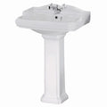 Elizabeth Traditional Basin with Full Pedestal - 580mm Wide - 1 TH - White