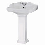 Elizabeth Traditional Basin with Full Pedestal - 580mm Wide - 1 TH - White