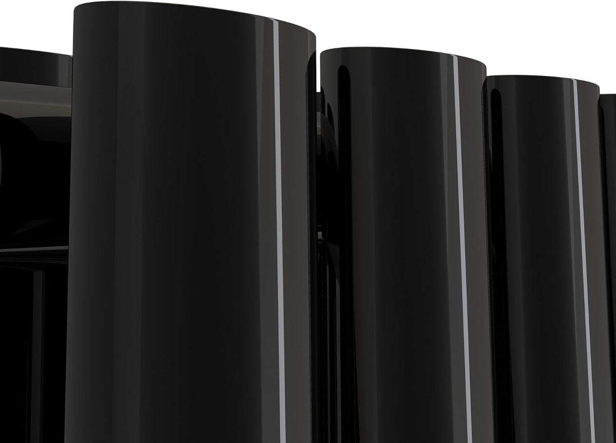 iBathUK Strata Vertical Column Radiator, Black Oval Double Panel Designer Radiator for Modern Heating, 1800 x 240 mm