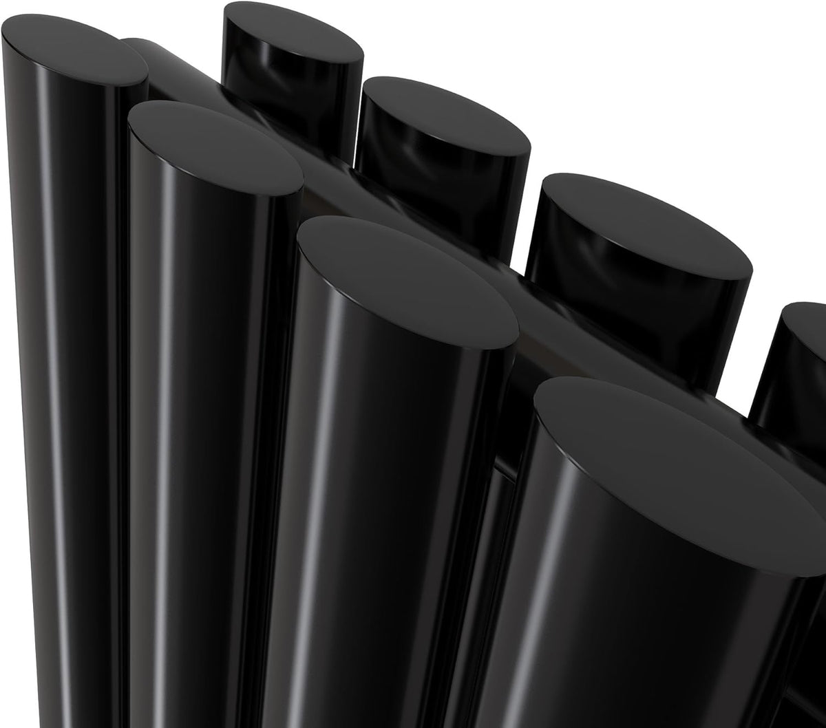 iBathUK Strata Vertical Column Radiator, Black Oval Double Panel Designer Radiator for Modern Heating, 1800 x 240 mm
