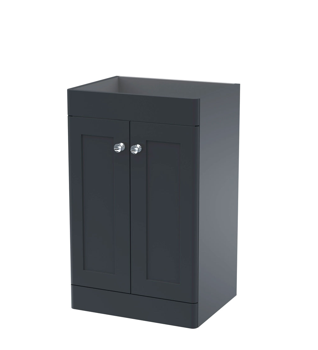 Hudson Reed Classique Components Floor Standing 2-Door Vanity Unit, Stylish Single Vanity Unit with Soft Close Doors, Soft Black, 500mm