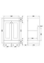 Hudson Reed Classique Components Floor Standing 2-Door Vanity Unit, Stylish Single Vanity Unit with Soft Close Doors, Soft Black, 500mm