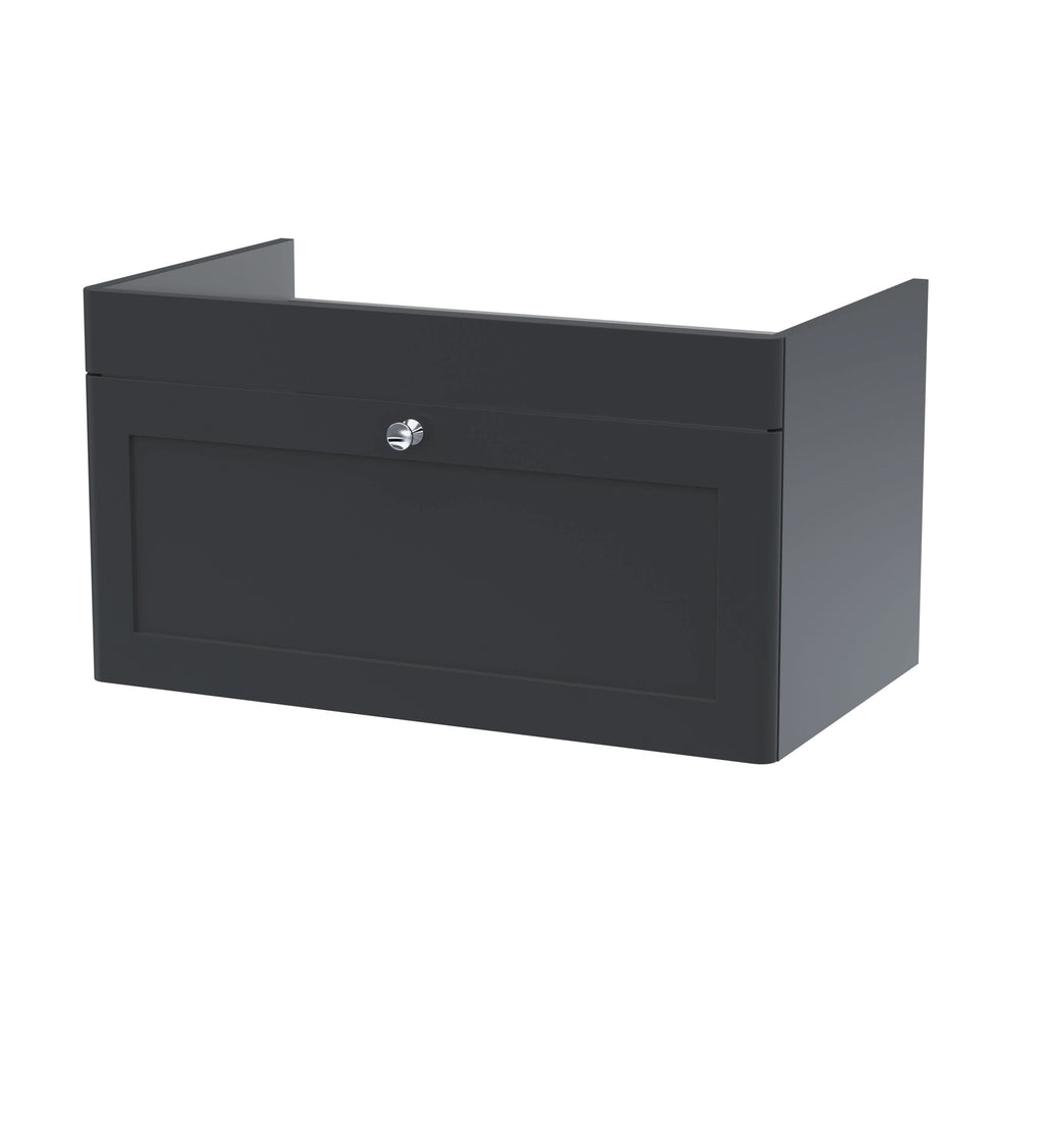 Hudson Reed Classique Components Wall Hung 1-Drawer Vanity Unit, Stylish Single Vanity Unit with Soft Close Drawer, Soft Black, 800mm
