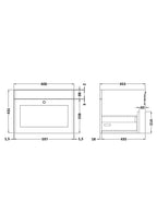 Hudson Reed Classique Components Wall Hung 1-Drawer Vanity Unit, Stylish Single Vanity Unit with Soft Close Drawer, Satin White, 600mm