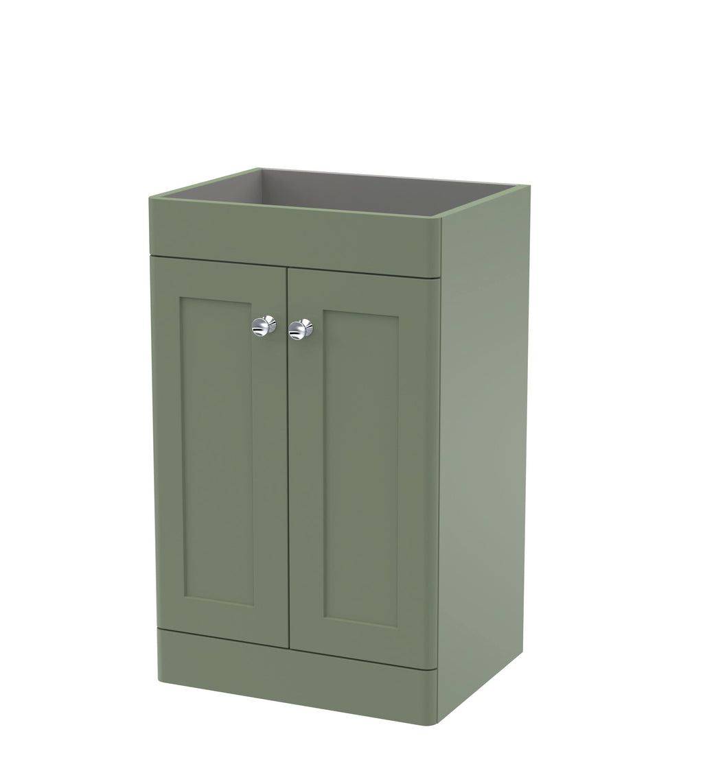 Hudson Reed Classique Components Floor Standing 2-Door Vanity Unit, Stylish Single Vanity Unit with Soft Close Doors, Satin Green, 500mm